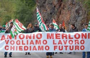 I lavoratori della ex A. Merloni in protesta